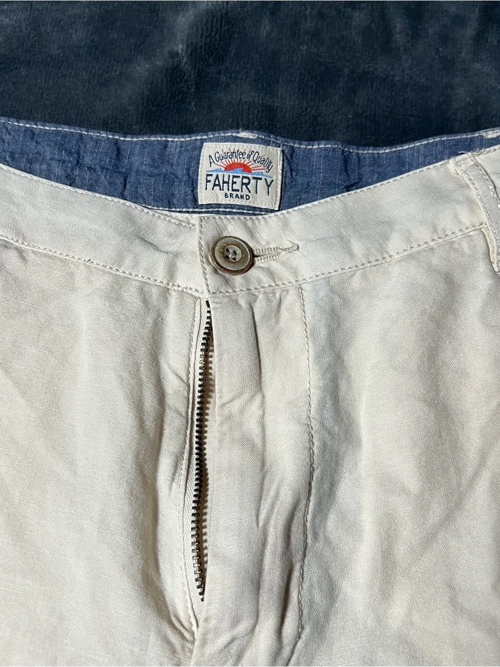 Faherty Malibu Shorts Mens Size 34 Beige Linen Blend Chino Casual Preppy